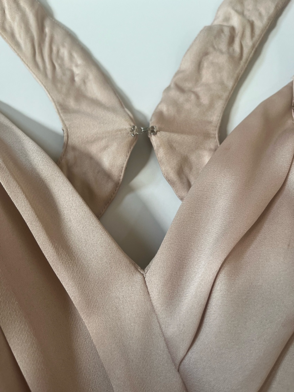 Aidan Mattox Champange Rose Gold Sequin Pleated Satin Long Formal Open Back Gown - Picture 9 of 15